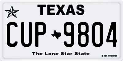 TX license plate CUP9804