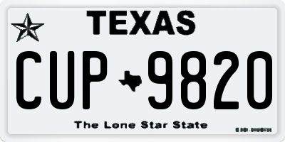 TX license plate CUP9820