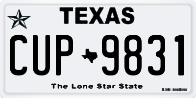 TX license plate CUP9831