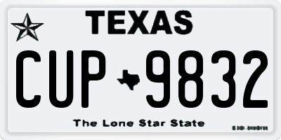 TX license plate CUP9832