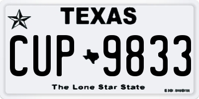 TX license plate CUP9833