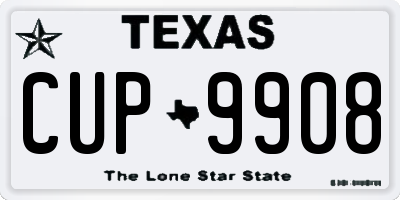 TX license plate CUP9908