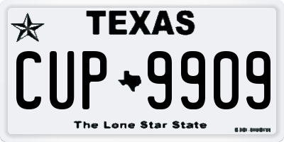 TX license plate CUP9909