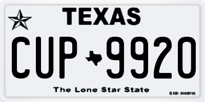 TX license plate CUP9920