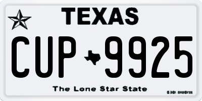 TX license plate CUP9925