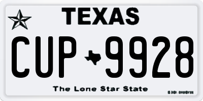 TX license plate CUP9928