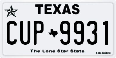 TX license plate CUP9931