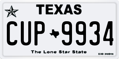 TX license plate CUP9934