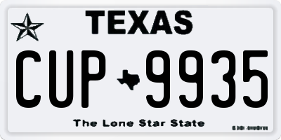 TX license plate CUP9935