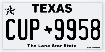 TX license plate CUP9958