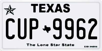 TX license plate CUP9962
