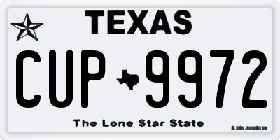 TX license plate CUP9972