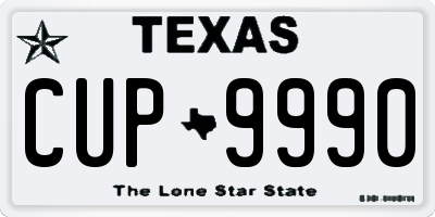 TX license plate CUP9990