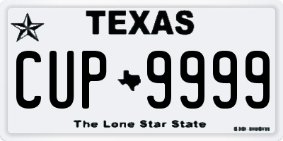 TX license plate CUP9999