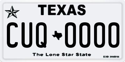 TX license plate CUQ0000