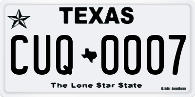 TX license plate CUQ0007