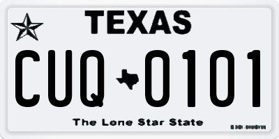 TX license plate CUQ0101