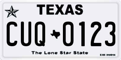 TX license plate CUQ0123