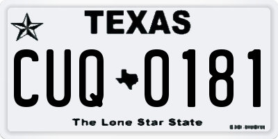 TX license plate CUQ0181