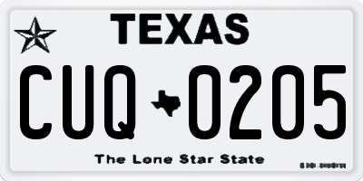 TX license plate CUQ0205