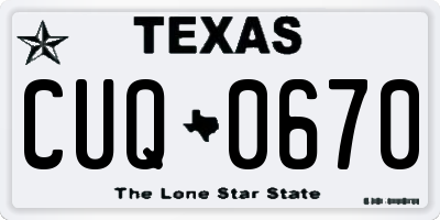 TX license plate CUQ0670