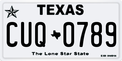 TX license plate CUQ0789