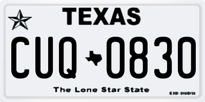 TX license plate CUQ0830