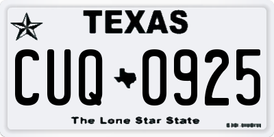 TX license plate CUQ0925
