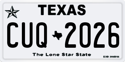TX license plate CUQ2026