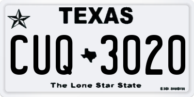 TX license plate CUQ3020