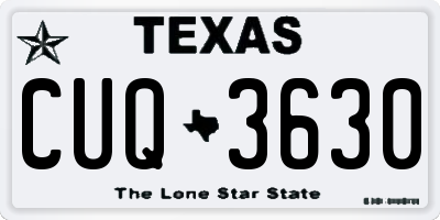 TX license plate CUQ3630