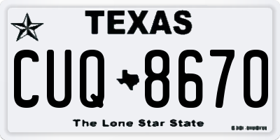 TX license plate CUQ8670
