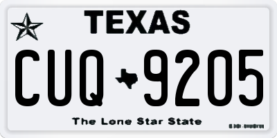 TX license plate CUQ9205