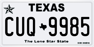 TX license plate CUQ9985