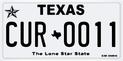 TX license plate CUR0011