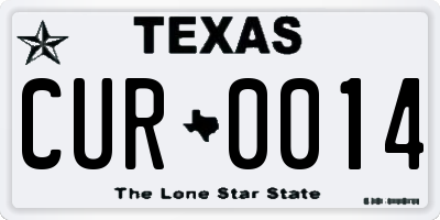 TX license plate CUR0014