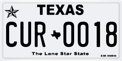 TX license plate CUR0018