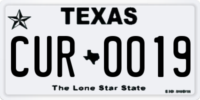 TX license plate CUR0019