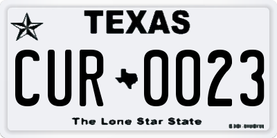 TX license plate CUR0023