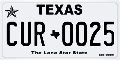TX license plate CUR0025