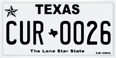 TX license plate CUR0026