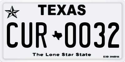 TX license plate CUR0032