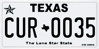 TX license plate CUR0035