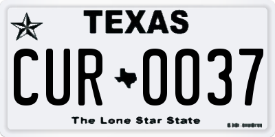 TX license plate CUR0037