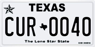 TX license plate CUR0040