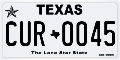 TX license plate CUR0045