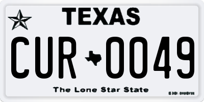 TX license plate CUR0049