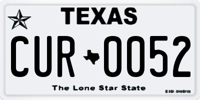 TX license plate CUR0052