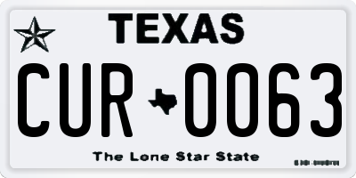 TX license plate CUR0063