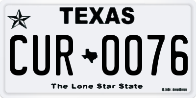 TX license plate CUR0076